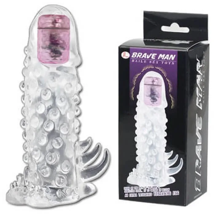 Braven Man Textured Vibrating Condom Silicon Safe Premium — photo 3