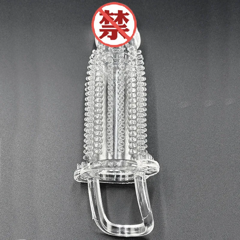 Silicone Ribbed Vibrating Condom with Strap Comfortable Fit — photo 5