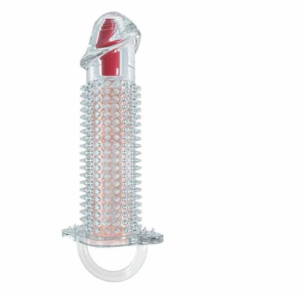 Silicone Ribbed Vibrating Condom with Strap Comfortable Fit — photo 6