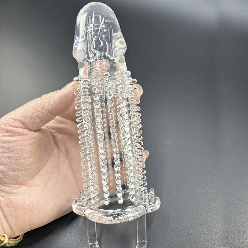Silicone Ribbed Vibrating Condom with Strap Comfortable Fit — photo 4