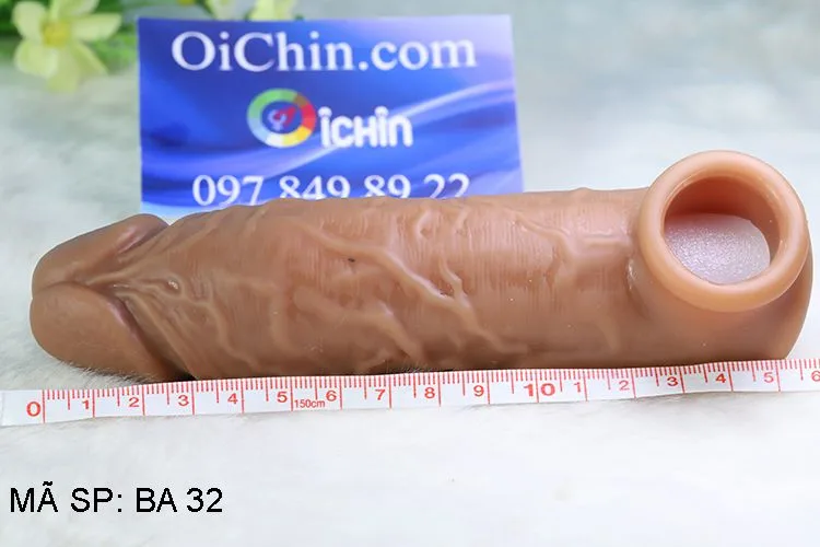 Genuine Textured Ribbed Penis Sleeve With Ball Strap Enhancer — photo 4