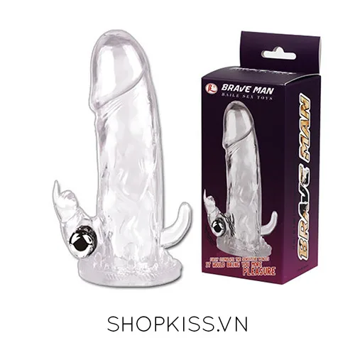 Brave Man Dual-Head Vibrating Silicone Cock Condom — photo 2