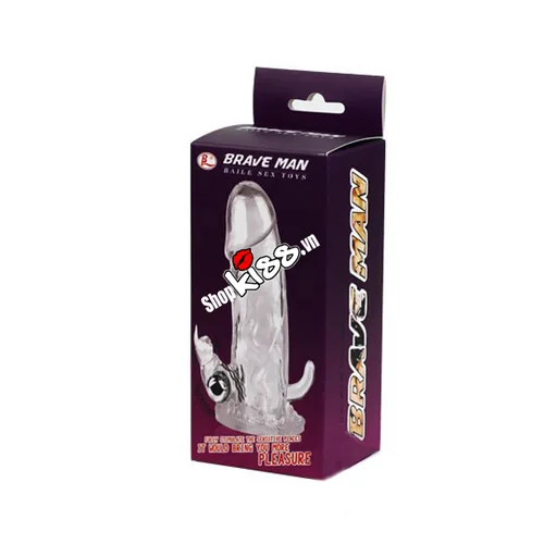 Brave Man Dual-Head Vibrating Silicone Cock Condom — photo 4