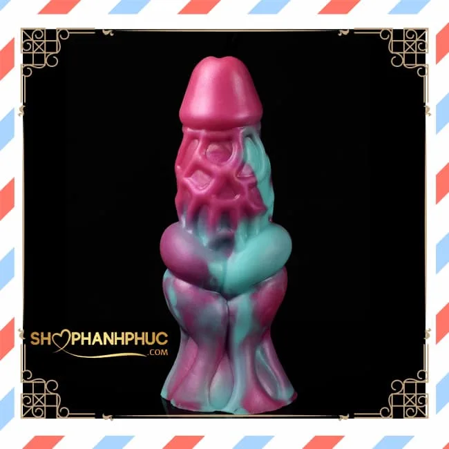 Premium Super Ribbed Red Blue Silicone Cock Sleeve — photo 2