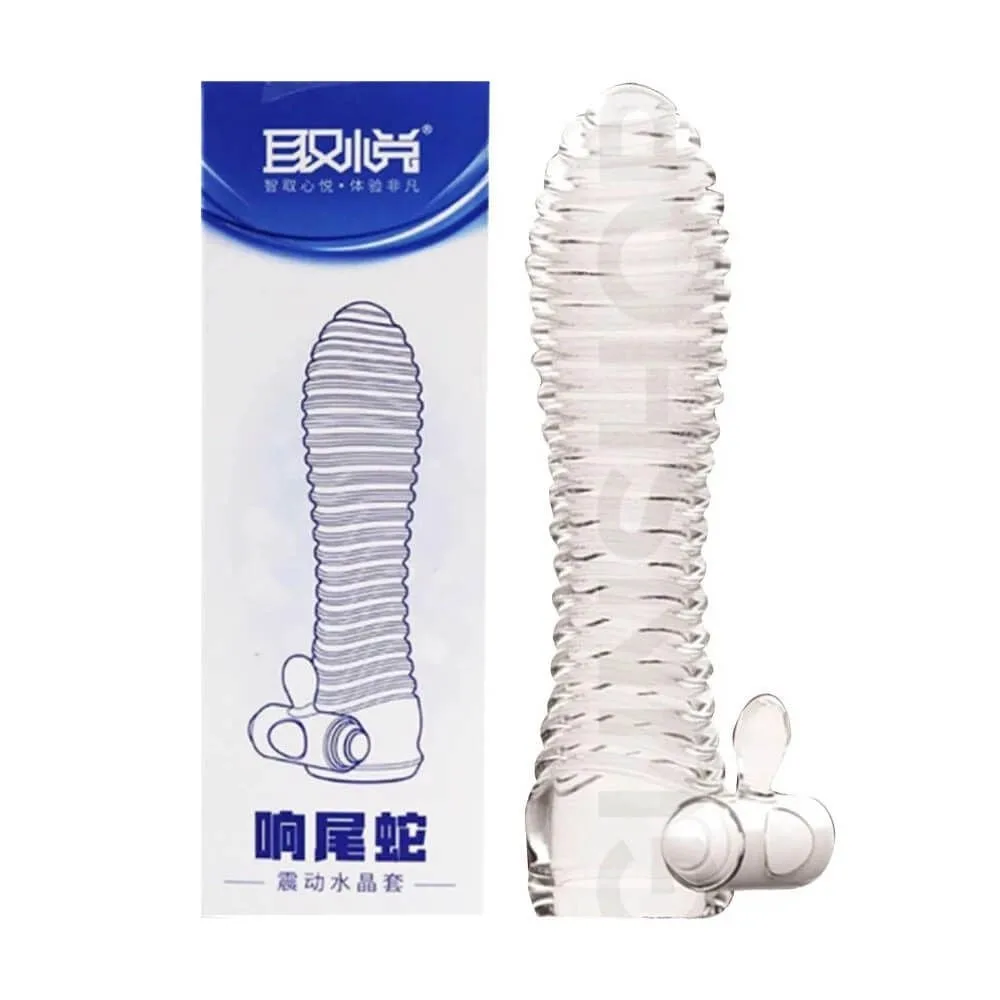 Aichao Blue Textured Vibrating Penis Sleeve Condom Exciting — photo 2