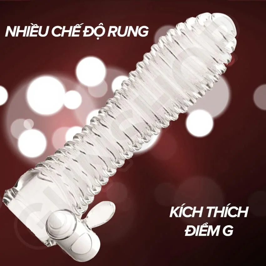 Aichao Blue Textured Vibrating Penis Sleeve Condom Exciting — photo 5