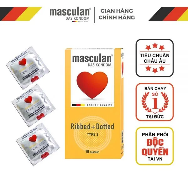 Masculan Ribbed Dotted Textured Condom German Brand — photo 2