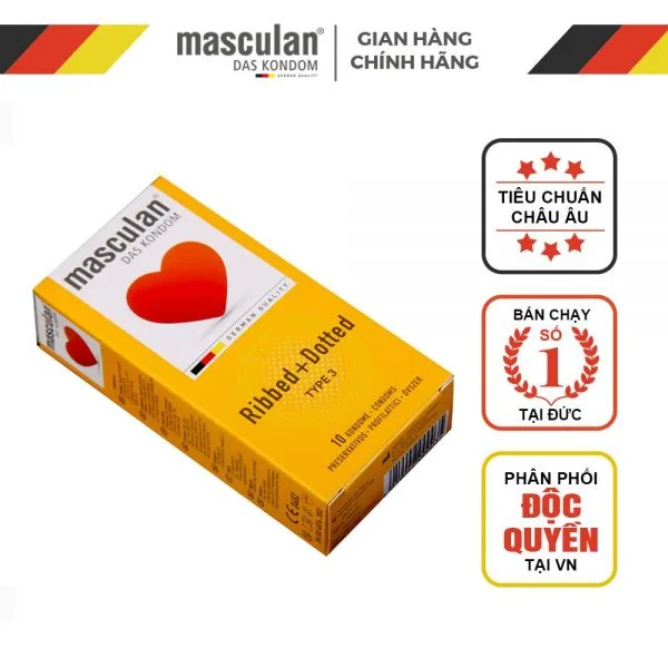 Masculan Ribbed Dotted Textured Condom German Brand — photo 3