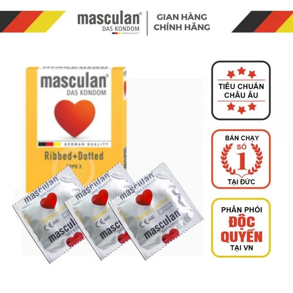 Masculan Ribbed Dotted Textured Condom German Brand — photo 4