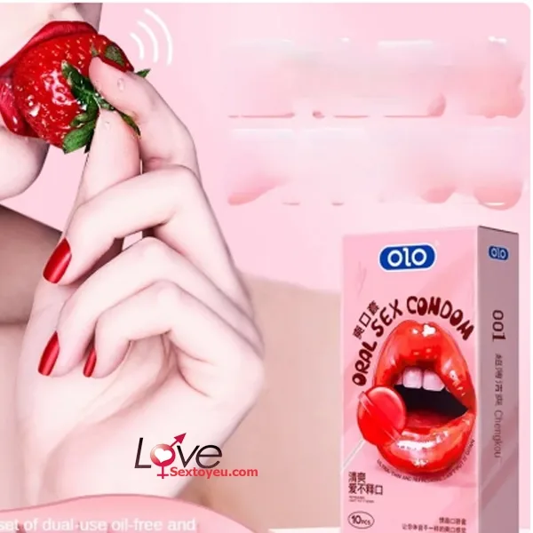 Olo Ultra-Thin Strawberry Oral Sex Condoms 10 Pack — photo 2