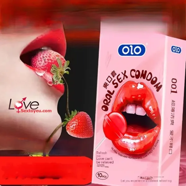 Olo Ultra-Thin Strawberry Oral Sex Condoms 10 Pack — photo 4