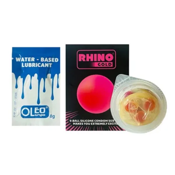 Rhino Gold Small 49mm Condom 9 Raised Dots with Lubricant Gel — photo 2
