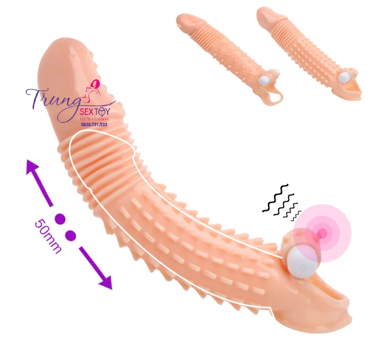 Double-Ended Spiked Vibrating Condom Intense Pleasure 2-in-1 — photo 2