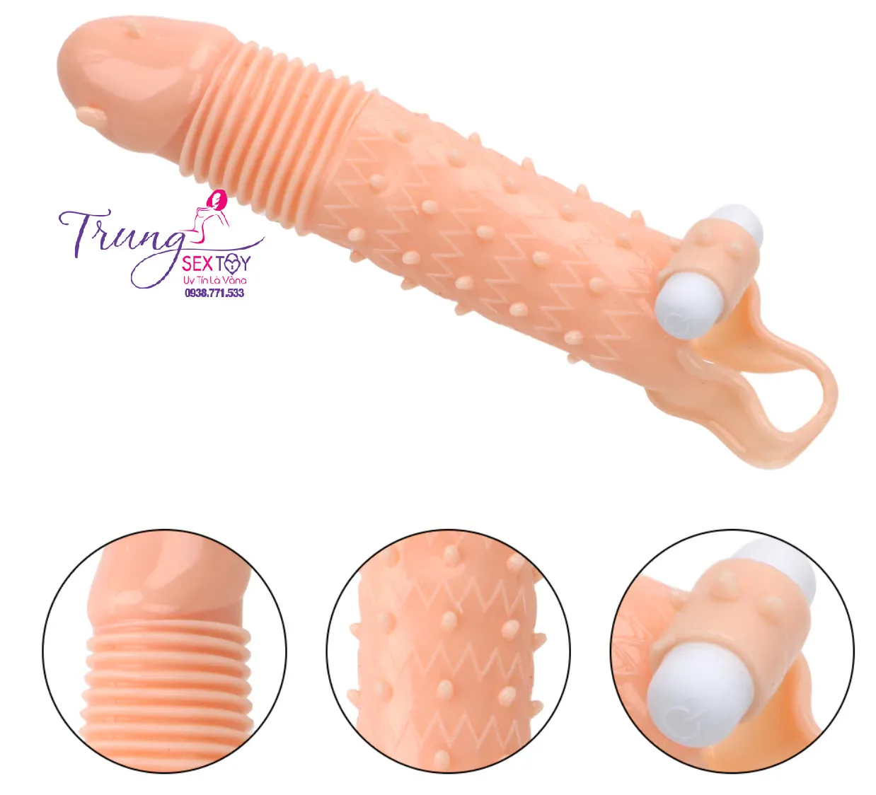 Double-Ended Spiked Vibrating Condom Intense Pleasure 2-in-1 — photo 3
