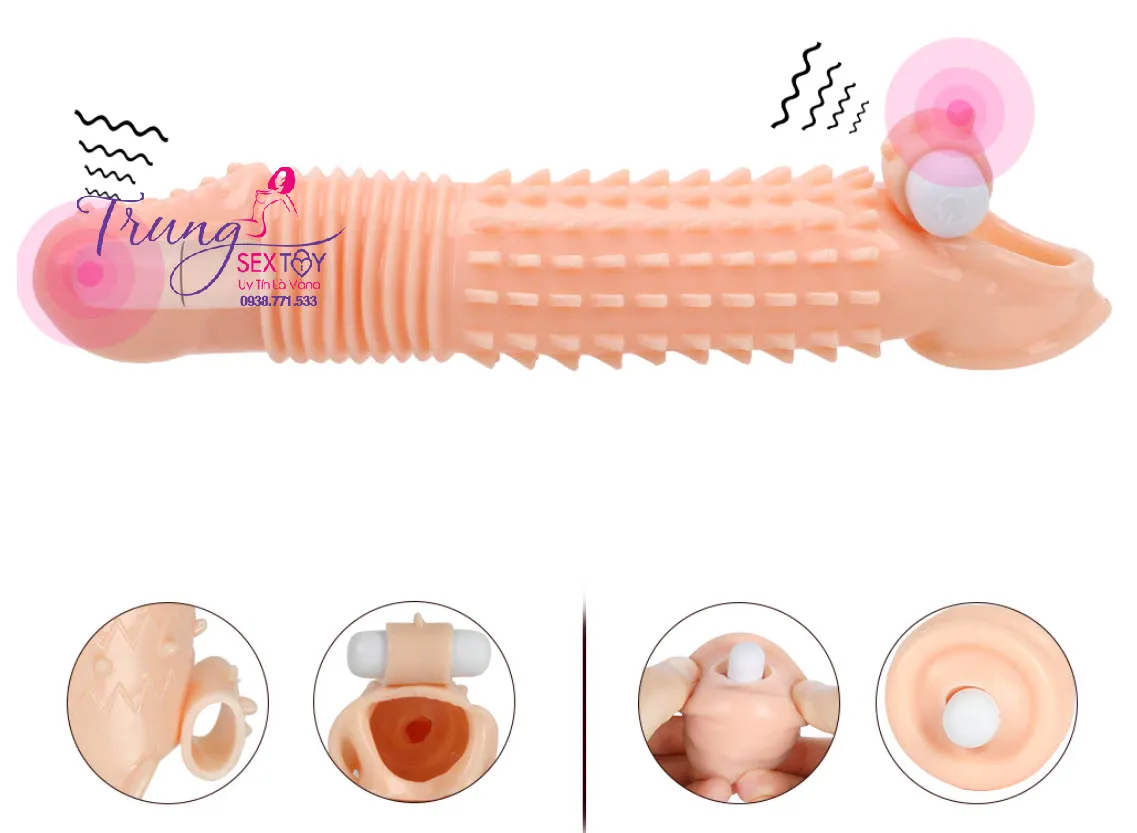 Double-Ended Spiked Vibrating Condom Intense Pleasure 2-in-1 — photo 5
