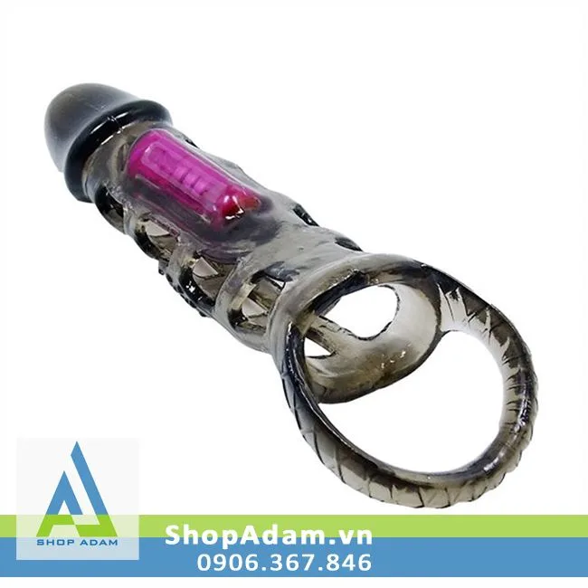 Silicone Vibrating Cock Sleeve with Strap Strong G-spot Pleasure Stimulator — photo 3