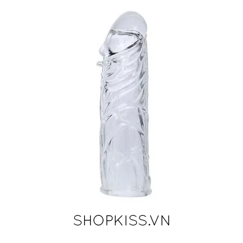 Clear Ribbed Silicone Penis Extender Delay & Size — photo 2
