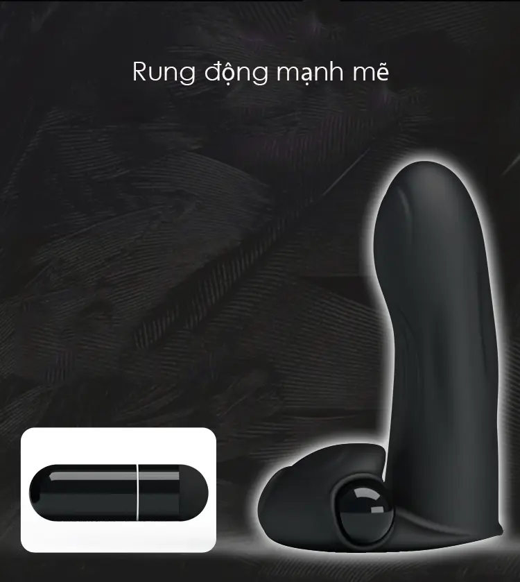 Ribbed Finger Sleeve Vibrating G Spot Massager Black-Purple Intense — photo 2