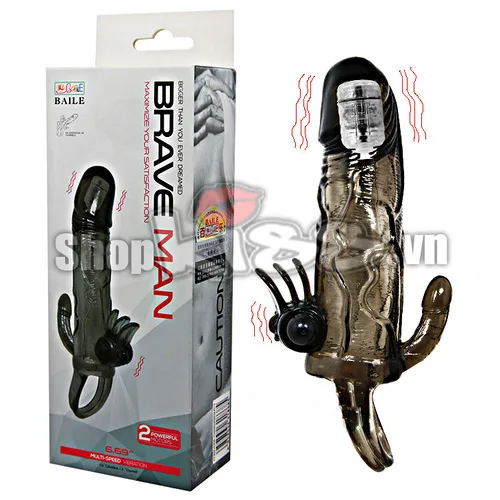 Braveman Dual Head Strap-On Condom Vibrator BD13A — photo 5