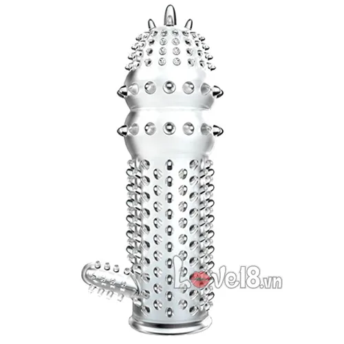 Transparent Super Spiked Sleeve With Extra Branch For Double Stimulation — photo 2