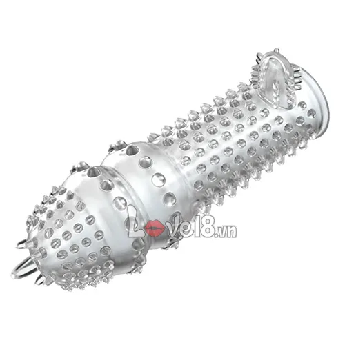 Transparent Super Spiked Sleeve With Extra Branch For Double Stimulation — photo 3