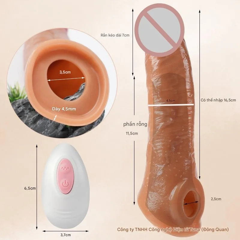 Remote Control Rechargeable Silicone Vibrating Penis Sleeve — photo 2