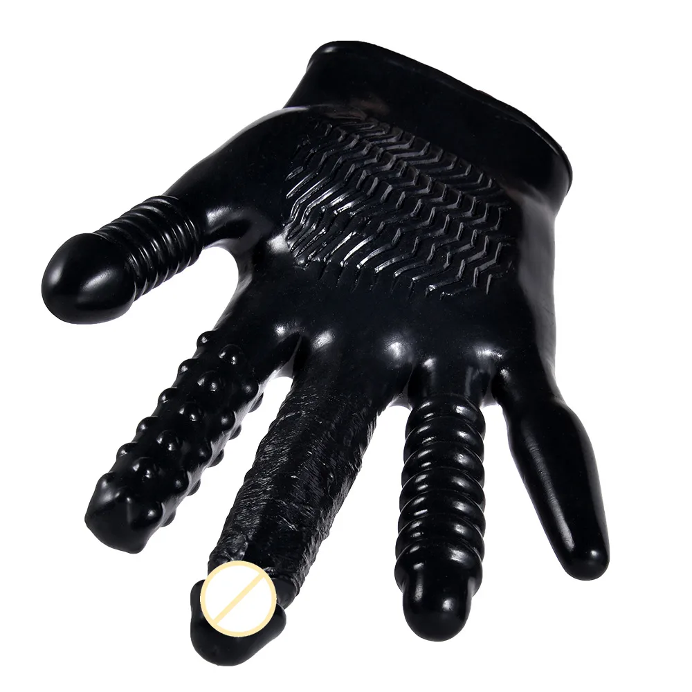 Ribbed Vibrating Sensual Gloves Male Masturbator PVC 18cm — photo 3