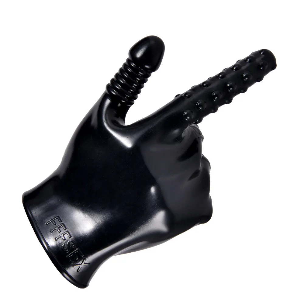 Ribbed Vibrating Sensual Gloves Male Masturbator PVC 18cm — photo 4