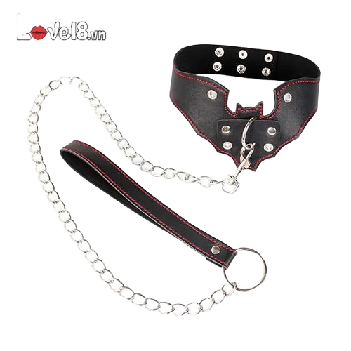 Bat BDSM Leather Collar Bat Wing Design Adjustable