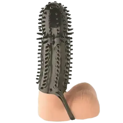BD25 SUPERME Textured Black Condom TPE Safe Extra Inch