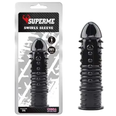 BD25A Black Spiked Textured Condom Dildo Super Soft