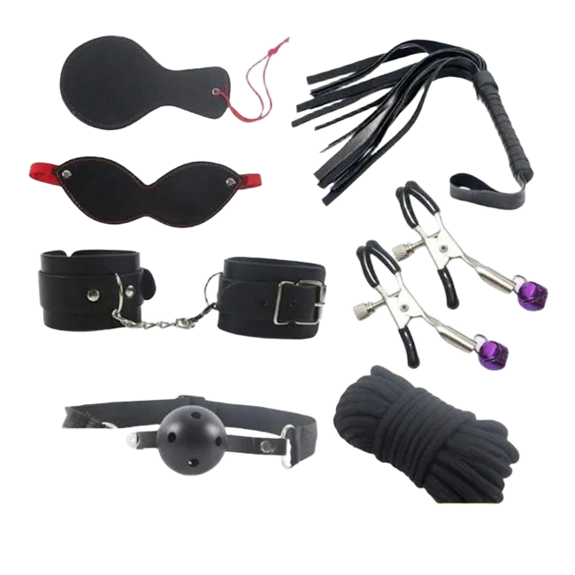 BDSM 8-Piece Kit Restraints Spank Bondage Sensual Play