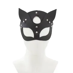 BDSM Cat Ear Mask PU Leather Erotic Roleplay Mask