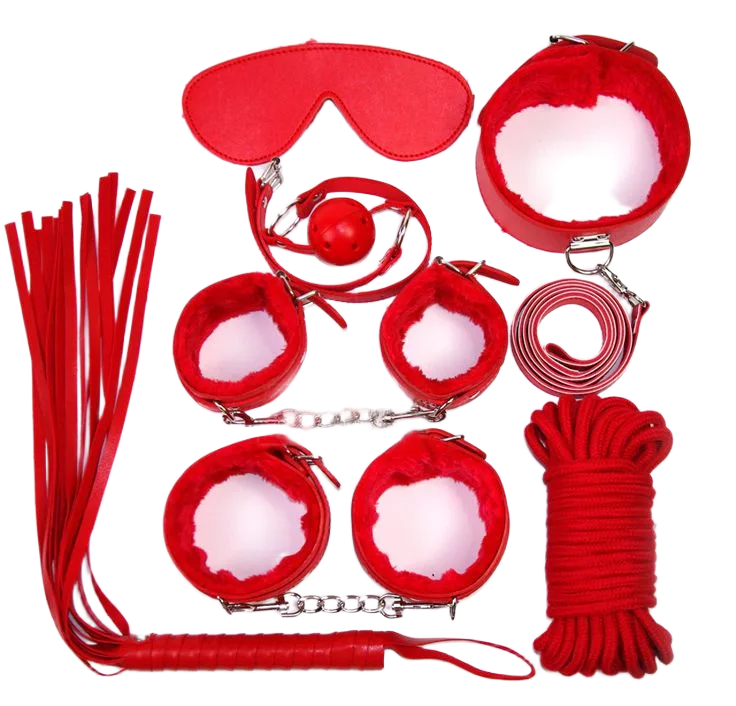 BDSM Feather Lined 7 Piece Bondage Kit Set