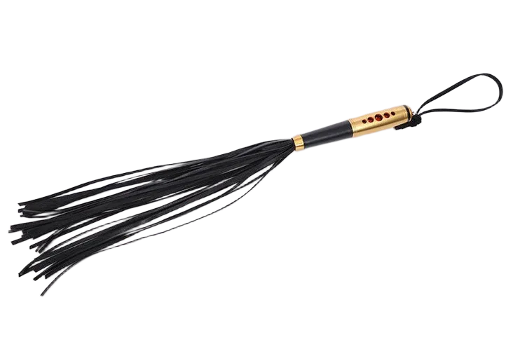 BDSM Gold Plated Leather Whip Intense Sensation Tool