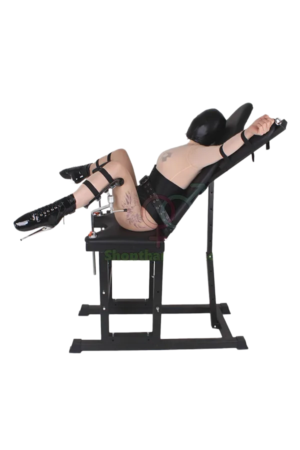 BDSM Restraint Chair with Fixed Positions and Dildo Accessory