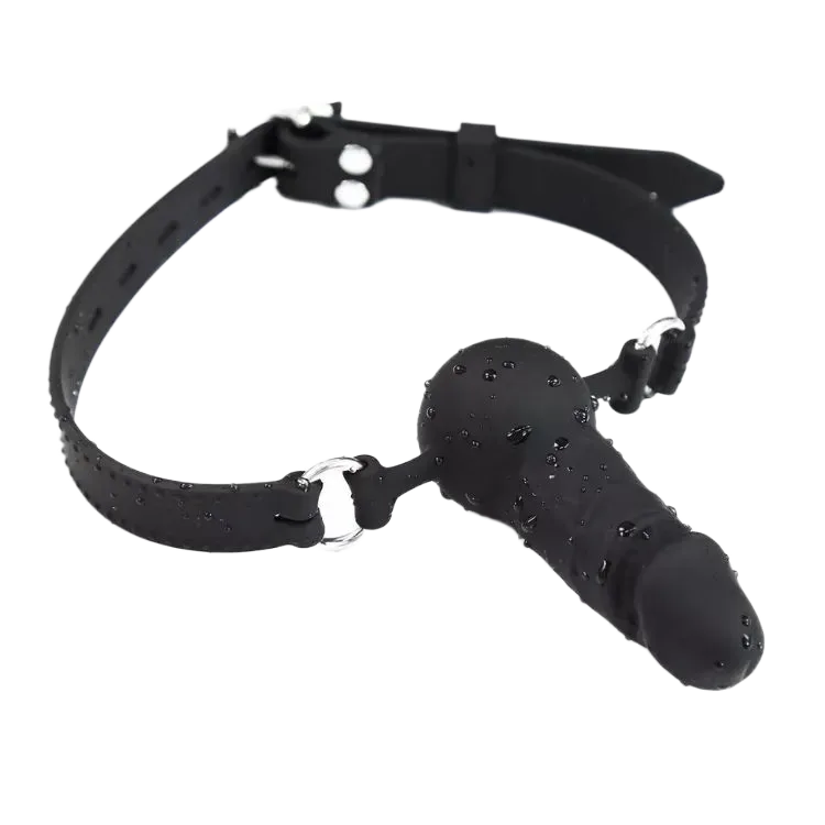 BDSM Silicone Ball Gag with Dildo Dual Use Restraint