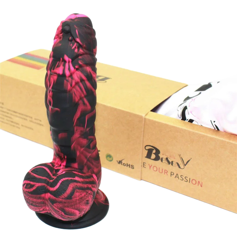Besexy Red Black 18.5cm Suction Base Medical Silicone