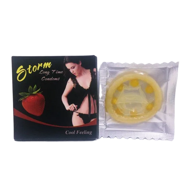 Bi Storm Strawberry Textured Condom Enhanced Sensation Thin