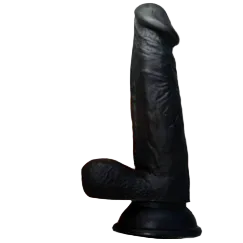 Black 11x3cm Soft Silicone Suction Cup Dildo