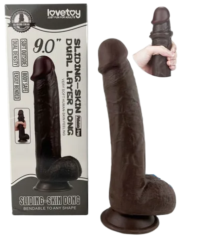 Black 9 Inch Lovetoy Silicone Dildo Premium Realistic Toy