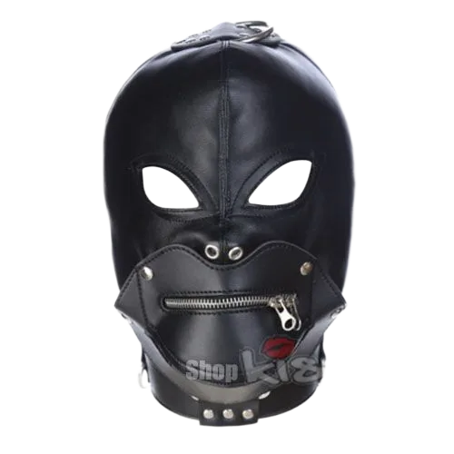 Black Demon Face Mask Zipper Mouth BDSM Accessory