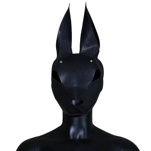 Black Leather Bunny BDSM Mask Breathable Eye Opening