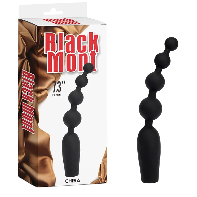 Black Mont Rechargeable Anal Beads Silicone Vibrator