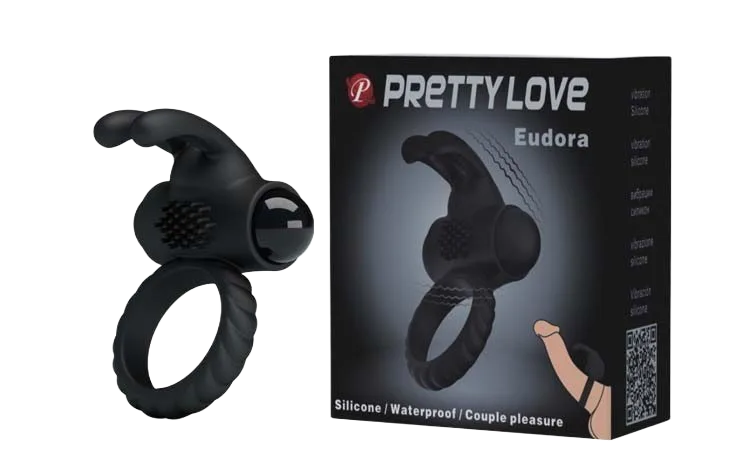 Black Prettylove Eudora Strong Rabbit Ear Vibrator