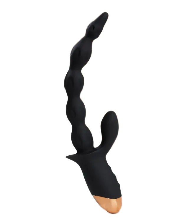 Black Pull Beads Dual Branch Silicone 10 Mode Anal Stimulator