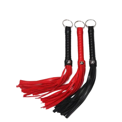 Black Red Leather Crop Whip Stimulating Sensation Toy