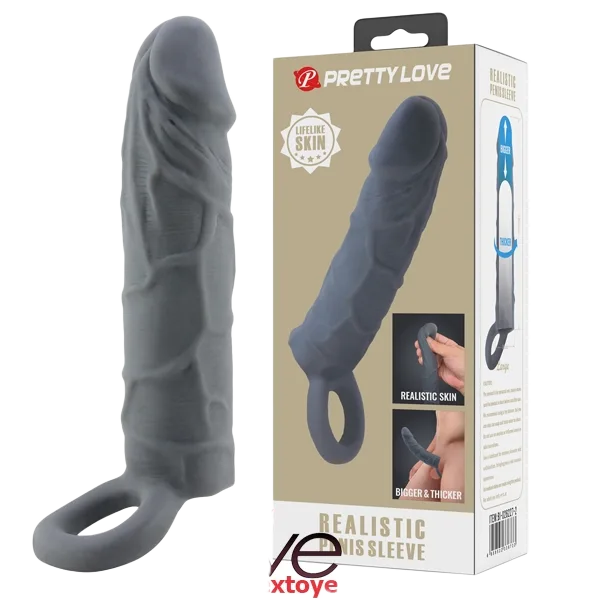 Black Soft Silicone Cock Sleeve With Rotating Function