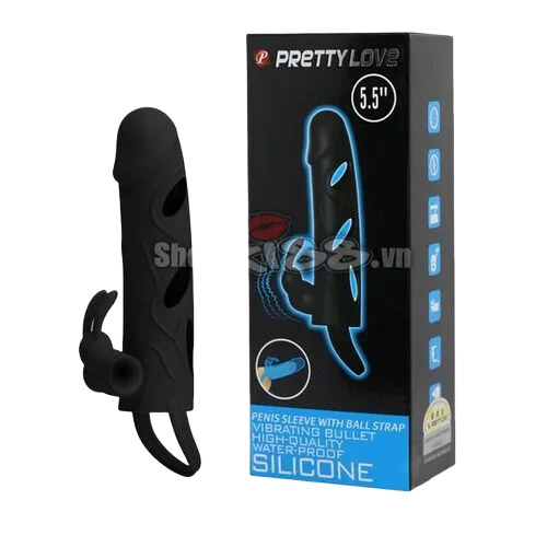Black Soft Silicone Vibrating Penis Enhancer Sleeve