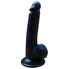 Black Wall Mount Dildo Flexible Silicone Realistic 15x3.5cm